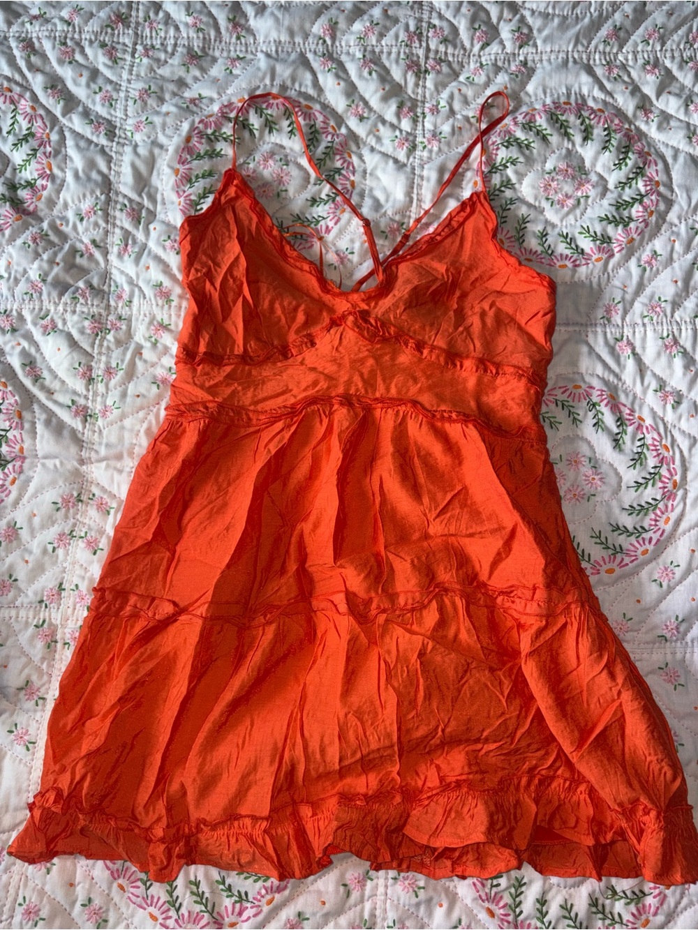 Francesca's Bright Orange Spaghetti Strap Dress